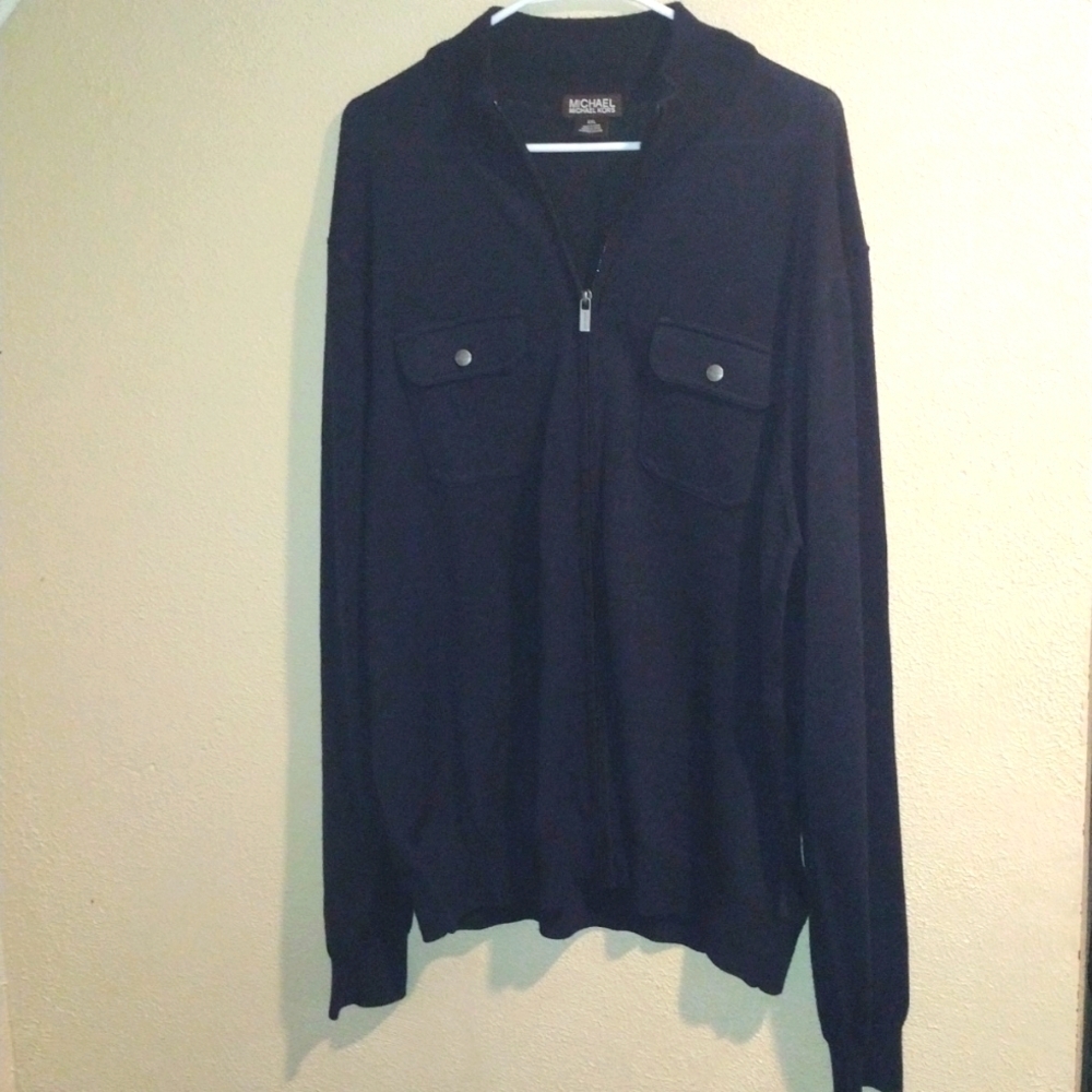 Michael Kors Full Zip Wool Blend Cardigan Sweater Button Pockets XXL